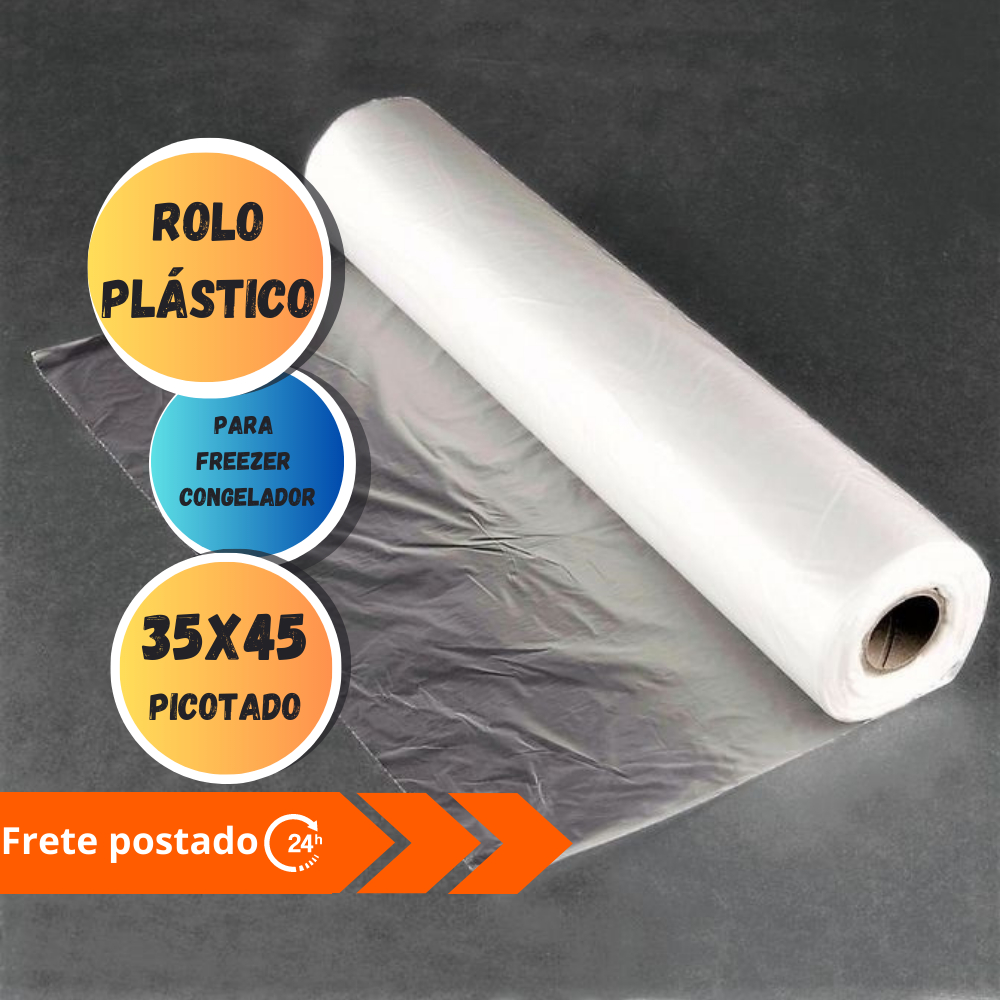 Rolo plástico 35 x 50 Bobina Picotada Saco Transparente Super mercado