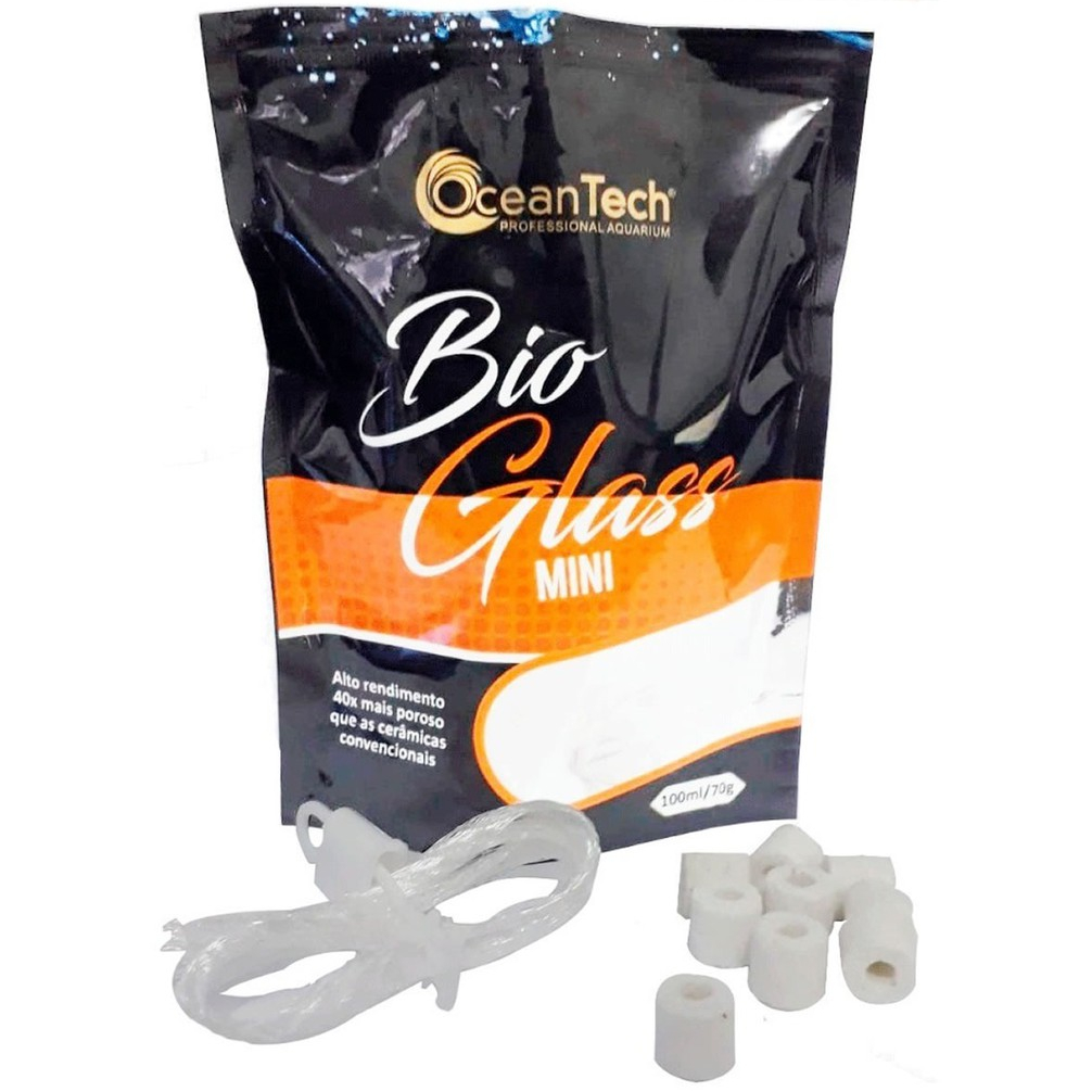 Bio Glass Mini 100ml Mídia Biológica OceanTech de Alta Capacidade para Aquário de água doce e salgada Marinho
