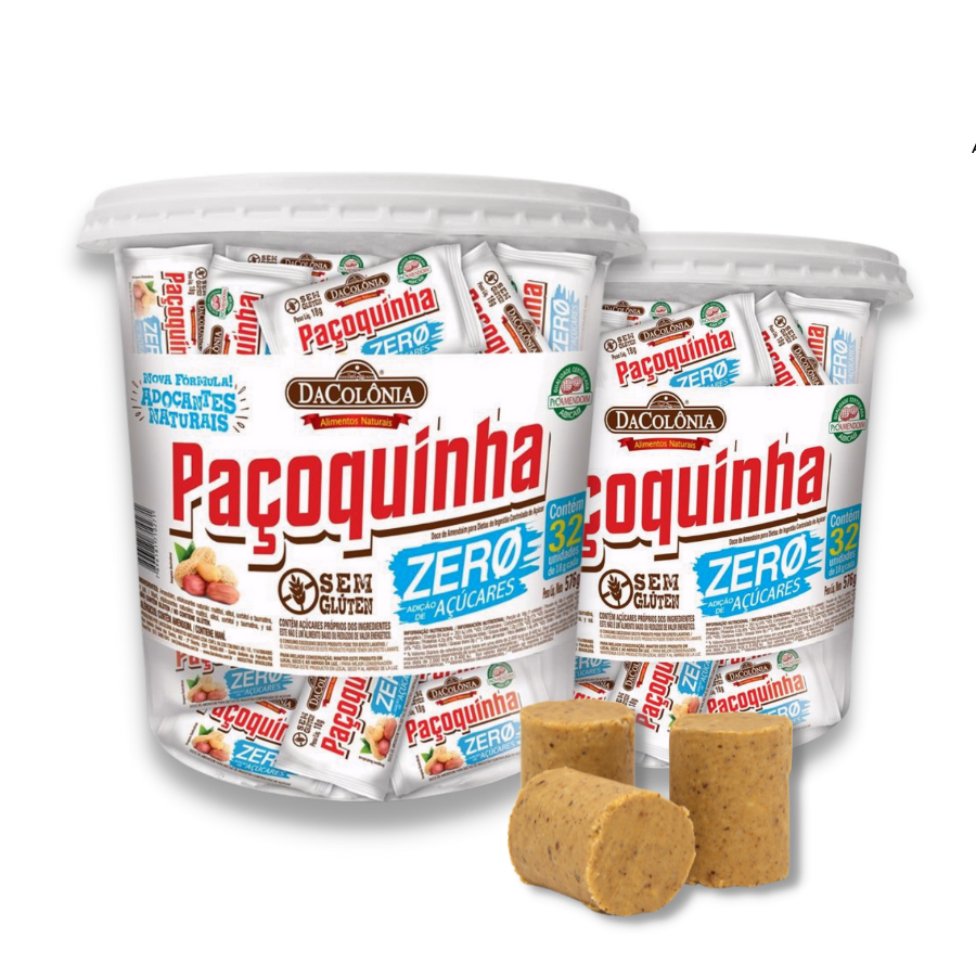 Paçoquinha Zero Açúcar Dacolonia ( 2 Potes de 32 unidades em cada ) em Oferta na Shopee