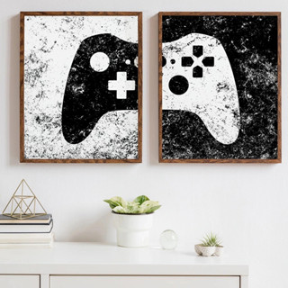 Aquarela gamepad preto e branco pintura em tela menino jogo da parede arte imagem do gamer crianças decoração do quarto em Oferta na Shopee