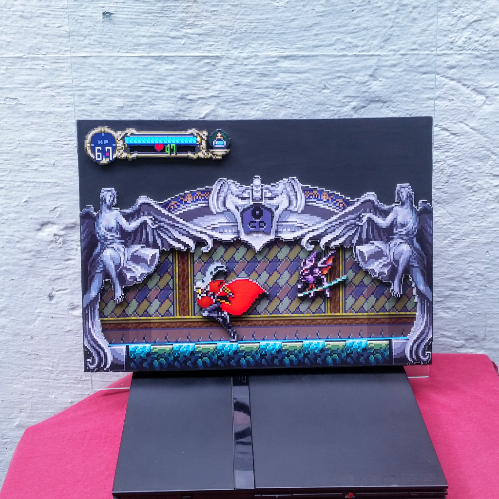 Quadro Diorama Alto Relevo Castlevania: Symphony Of The Night Pixel Art