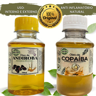 100ml Óleo De Andiroba e 100ml Copaiba Da Amazônia 100% Puro