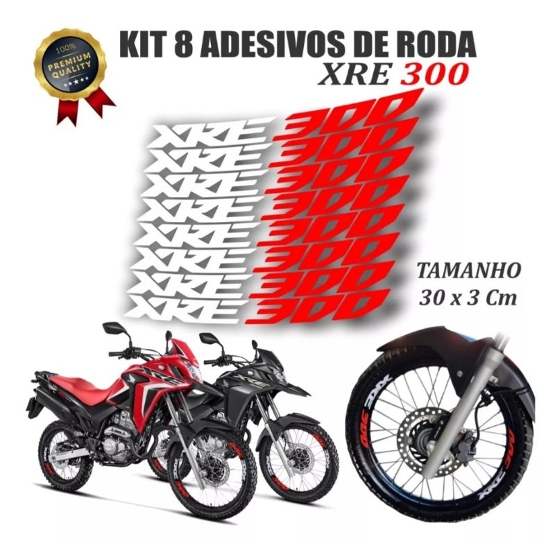 Adesivo para moto Xre 300 Adesivos de Roda 8 unidades. 30x3Cm em Oferta na Shopee