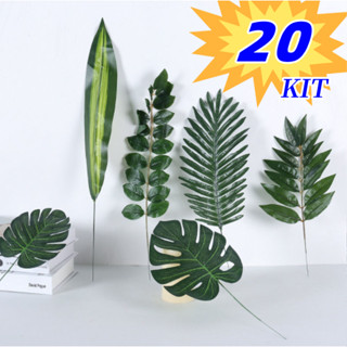 20 Folhas Artificial Casa Decoração Verde Planta Simulação Promoções