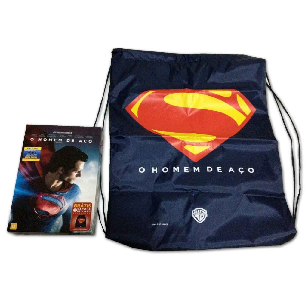 DVD O Homem De Aço com Sacola de Nylon - Edição ORIGINAL - Henry Cavill - Superman Ação Novo Lacrado