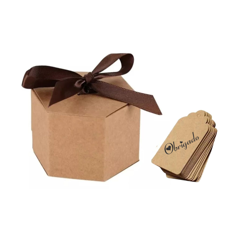 50  Mini caixinhas  Embalagem para Biju Bijuteria Joia Lembrancinhas Aniversario ou Casamento Marrom kraft e  Branca