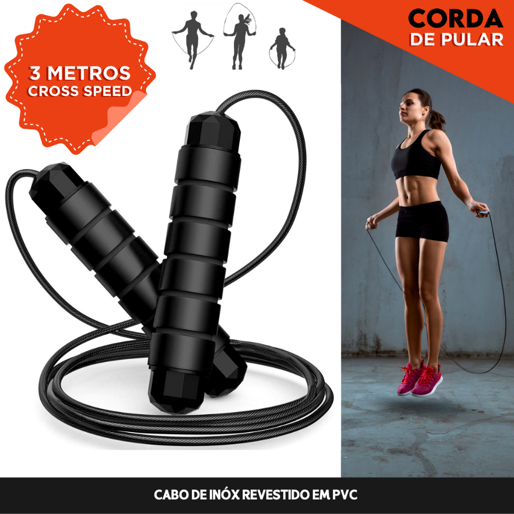 Corda De Pular Profissional 3 Metros - Cross Speed Rope - Rolamento - Criar