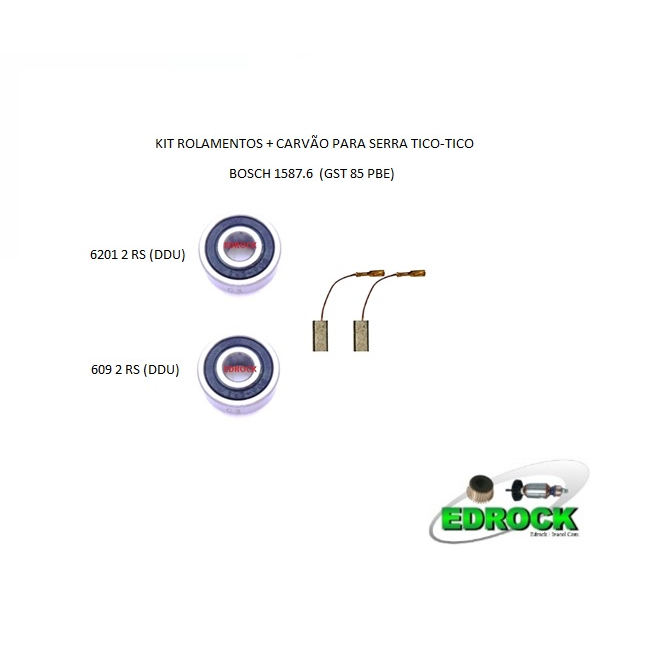 Rolamentos do Induzido + Escovas de Carvão Para Serra Tico-Tico Bosch GST 85 PBE / 1587.6