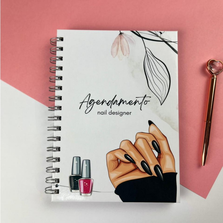 Agenda 2 dias por página sem data, agenda nail designer
