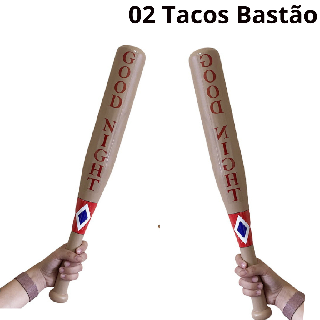 KIT 02 Tacos Bastão da Arlequina, 02 unidades. Acessório Carnaval, brinquedo plástico resistente. Fantasia Esquadrão Suicida Arlequina Good Nigth Halloween