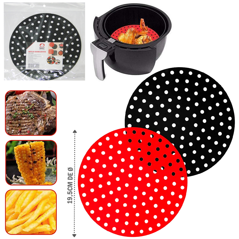 TAPETE ESTEIRA CULINARIO SILICONE REDONDO PARA AIR FRYER / FRITADEIRA ELETRICA 19,5CM DE Ø