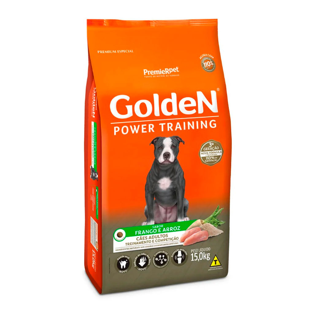 Ração Golden Power Training  Cães Adultos Frango E Arroz 15Kg