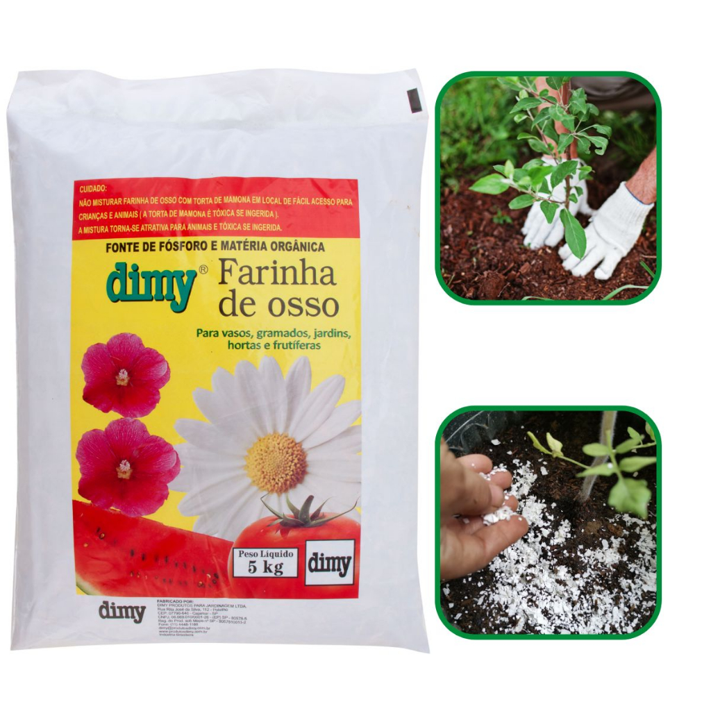 Farinha De Osso Fertilizante Fonte De Fósforo E Matéria Orgânica 5kg