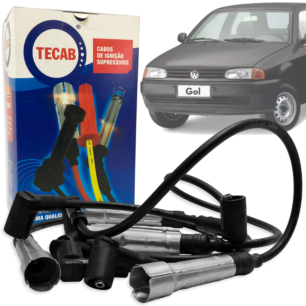 Jogo de Cabos de Ignição Volkswagen Gol e Parati Motor 1.0 MI (AT C/ Distribuidor) - de 1997 a 2001 STV17 032905409B 0489054115