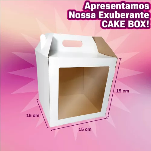 KIT 5~20 Caixas Bolo Alto Visor Confeitaria Cakebox 15x15x15cm - Bentô Cake - Mini Bolo