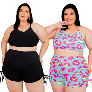 Conjunto plus size Biquini Plus short cordão ao lado top trançado nova coleção verão