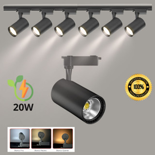 Lâmpada Spot Led 20W + Trilho Preto 2, 3, 4, 6 , 8 ou 10 Lâmpadas LED Branco Quente ou Neutro Frio Luminária Trilho de Luz de Teto Melhor Preço da Shopee
