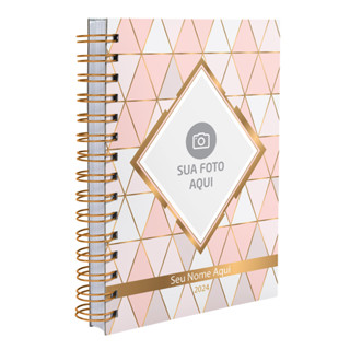 Agenda 2024 Personalizada Com Foto Triângulos Rosa E Lilás