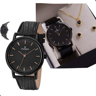 Relógio Feminino Preto Champion Pulseira de Couro CH22260J