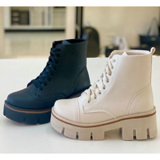 Kit 2 Pares Bota Coturno Feminino Sola Tratorada Estilo Militar Moda Atual Blogueira