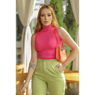 Blusa Feminina Garrafinha Gola Alta Tricô Blogueirinha Tricot