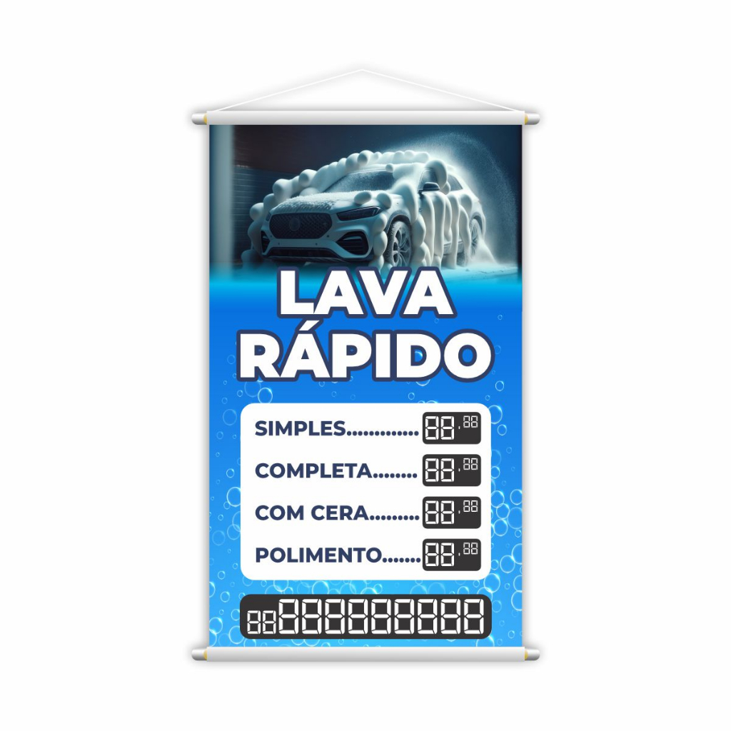 Banner Lava Rápido Automóvel Carro Contato