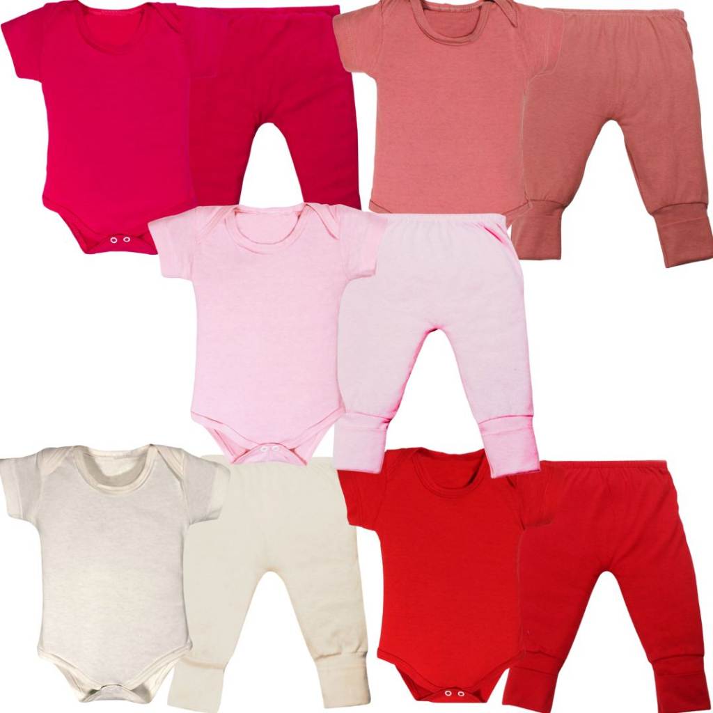 Kit 10 Pçs Body E Mijão Malha M/Curta Liso 100% Algodão Menina em Oferta na Shopee