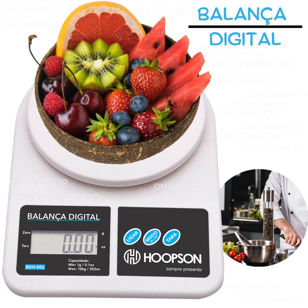 Balança De Cozinha Digital Alta Precisao 10kg Com Pilhas Dieta Nutrição Saudável Cozinhar.