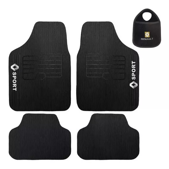 TAPETE EMBORRACHADO + LIXEIRA AUTOMOTIVA PARA RENAULT SYMBOL 2009 2010 2011 2012 2013