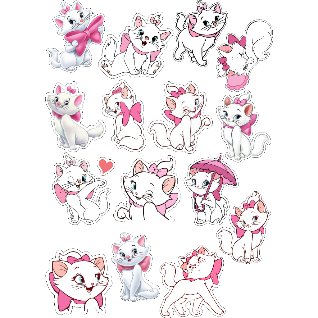 Adesivos Gatinha Marie Cartelas variadas á prova d'água temos á pronta entrega chega rapidinho em Oferta na Shopee