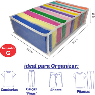 Colmeia Organizadora de Camisetas  01/03/05/10 Unid. /  Organizador de Guarda Roupas  - Comprei Organizei! em Oferta na Shopee