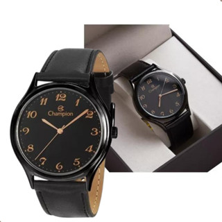 Relógio Masculino Preto Com Pulseira Em Couro Champion CN20024N