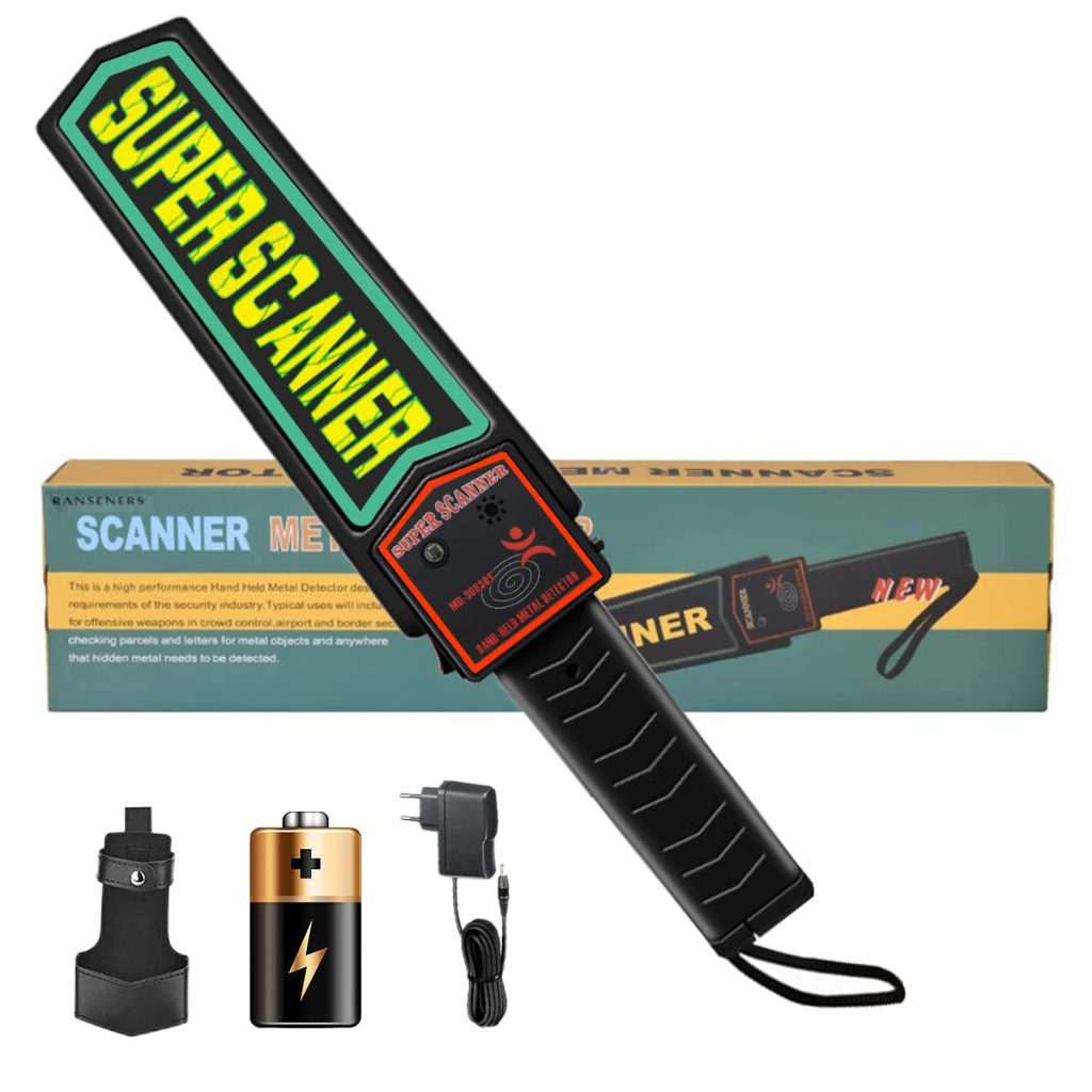 Detector de Metal Revista Segurança com Alarme Sonora e Vibração Alta Sensibilidade Metal Scanner PILHA+CARREGADOR