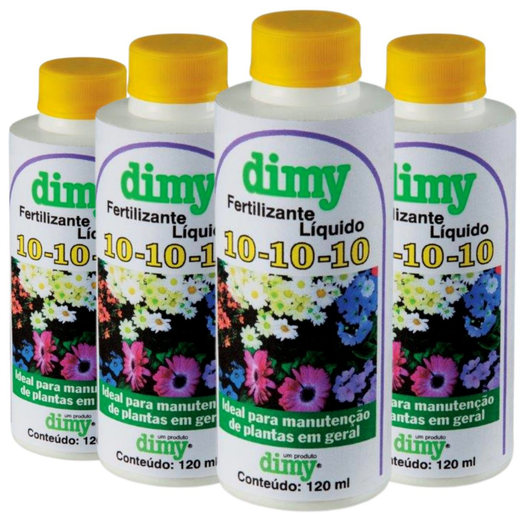 Kit 4 Fertilizante Mineral 10-10-10 Concentrado 120ml - Dimy