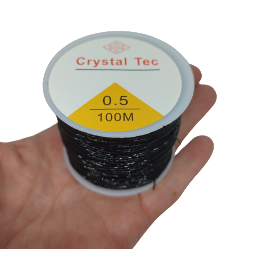 Fio De Silicone Elástico PRETO  P/ Pulseiras - 0.5mm - 100 Metros em Oferta na Shopee