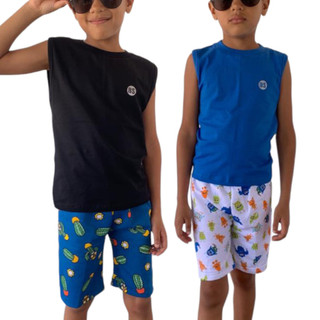 Conjunto infantil Menino Roupa Infantil masculino bermuda e camiseta estampada Cores Sortidas