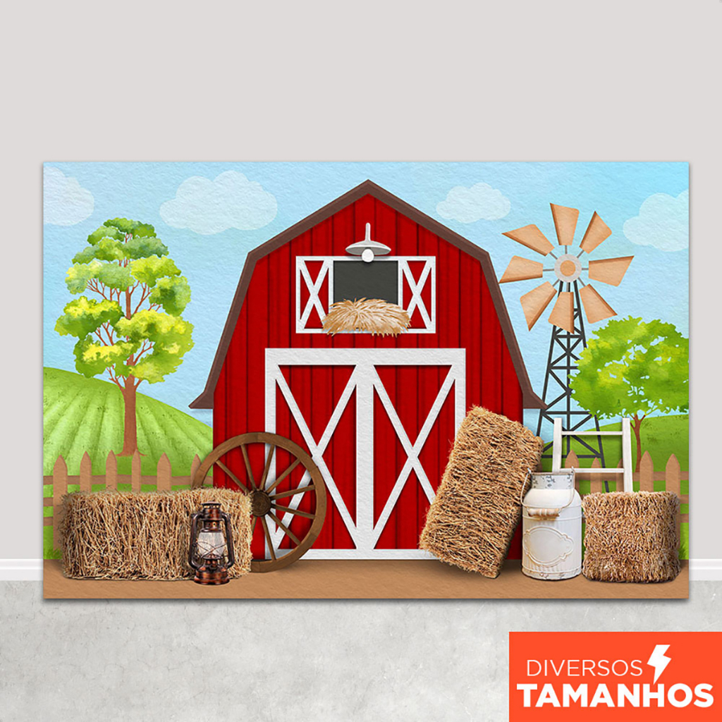 Fundo Fotográfico Fazendinha Cenário Celeiro Sublimado Painel Em Tecido Sublimado para Foto em Oferta na Shopee