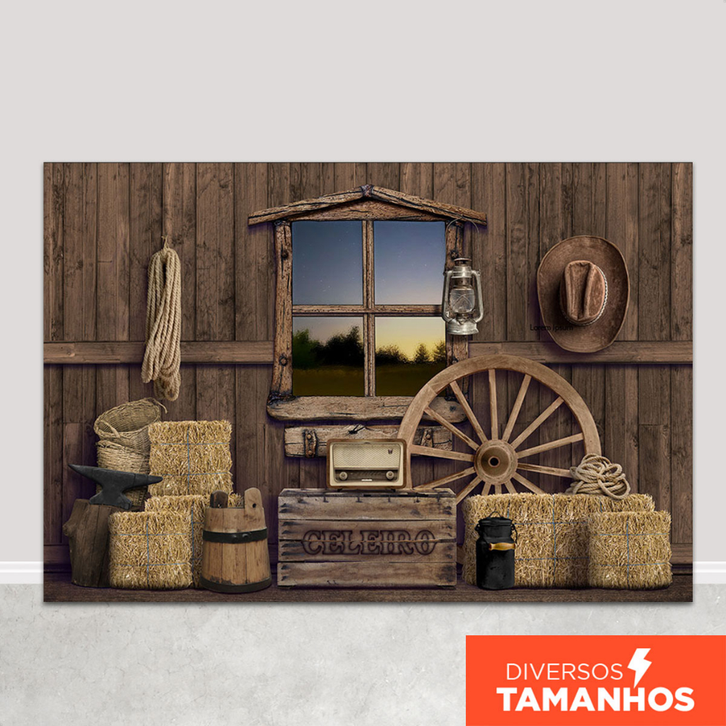 Fundo Fotográfico Fazendinha Cenário Celeiro Rústico Painel para Foto Em Tecido Sublimado - FFC-830 em Oferta na Shopee