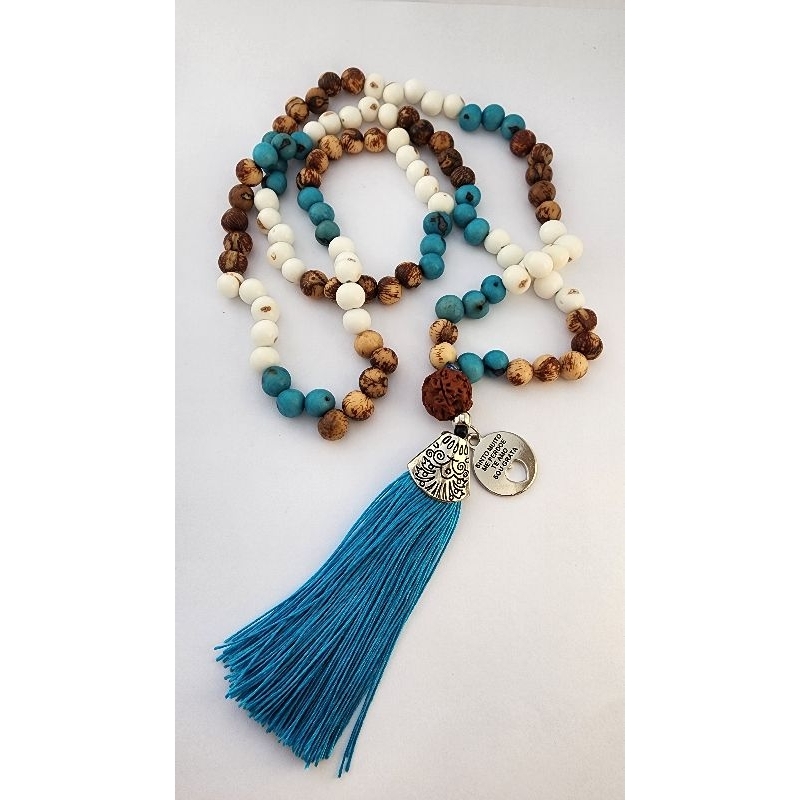 Imagem Japamala 108 contas semente de açaí meru rudraksha e pingente hoponopono