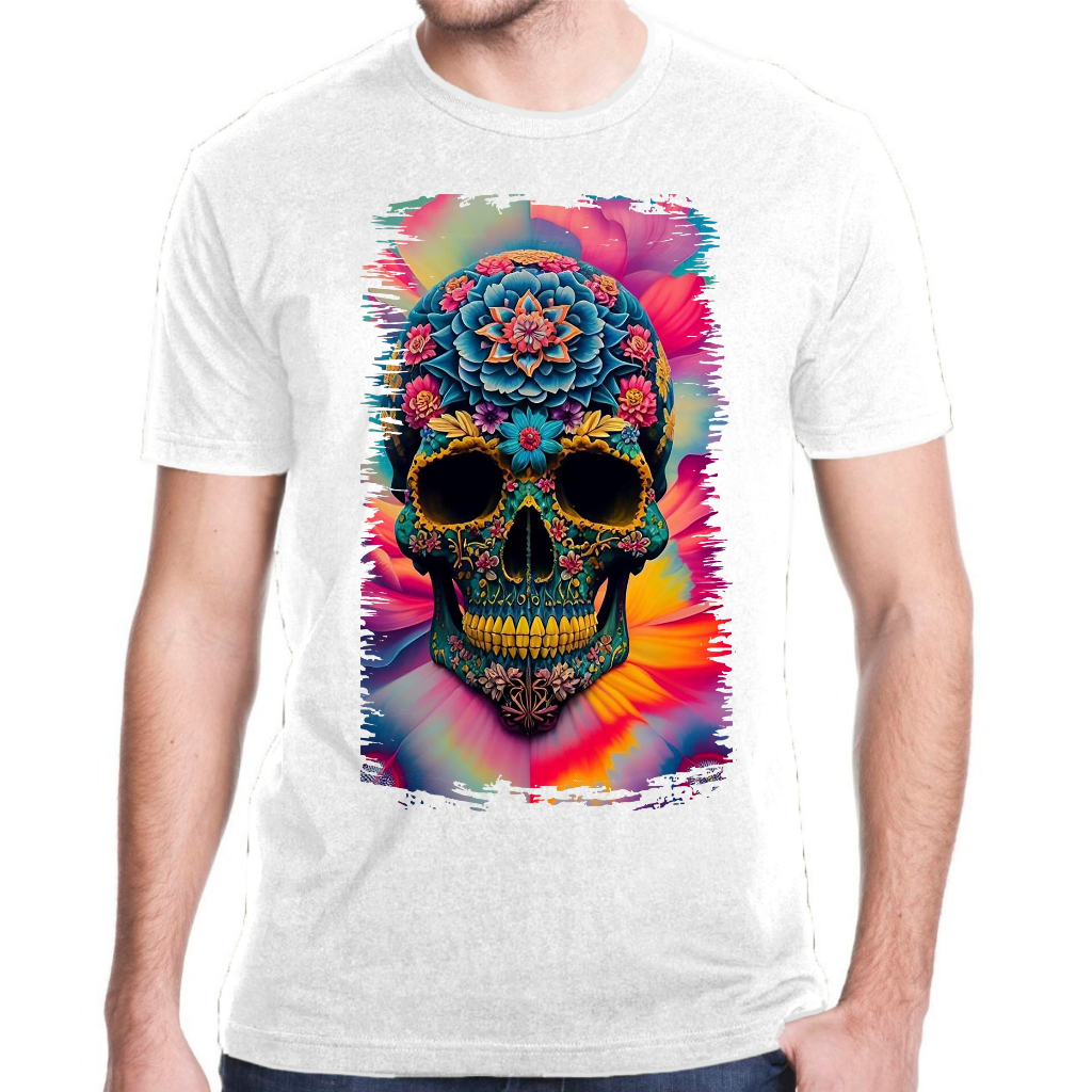 Camiseta Baby Look Raglan Feminina ou Camiseta Raglan Unissex Estampa Caveira Mexicana La Catrina 06