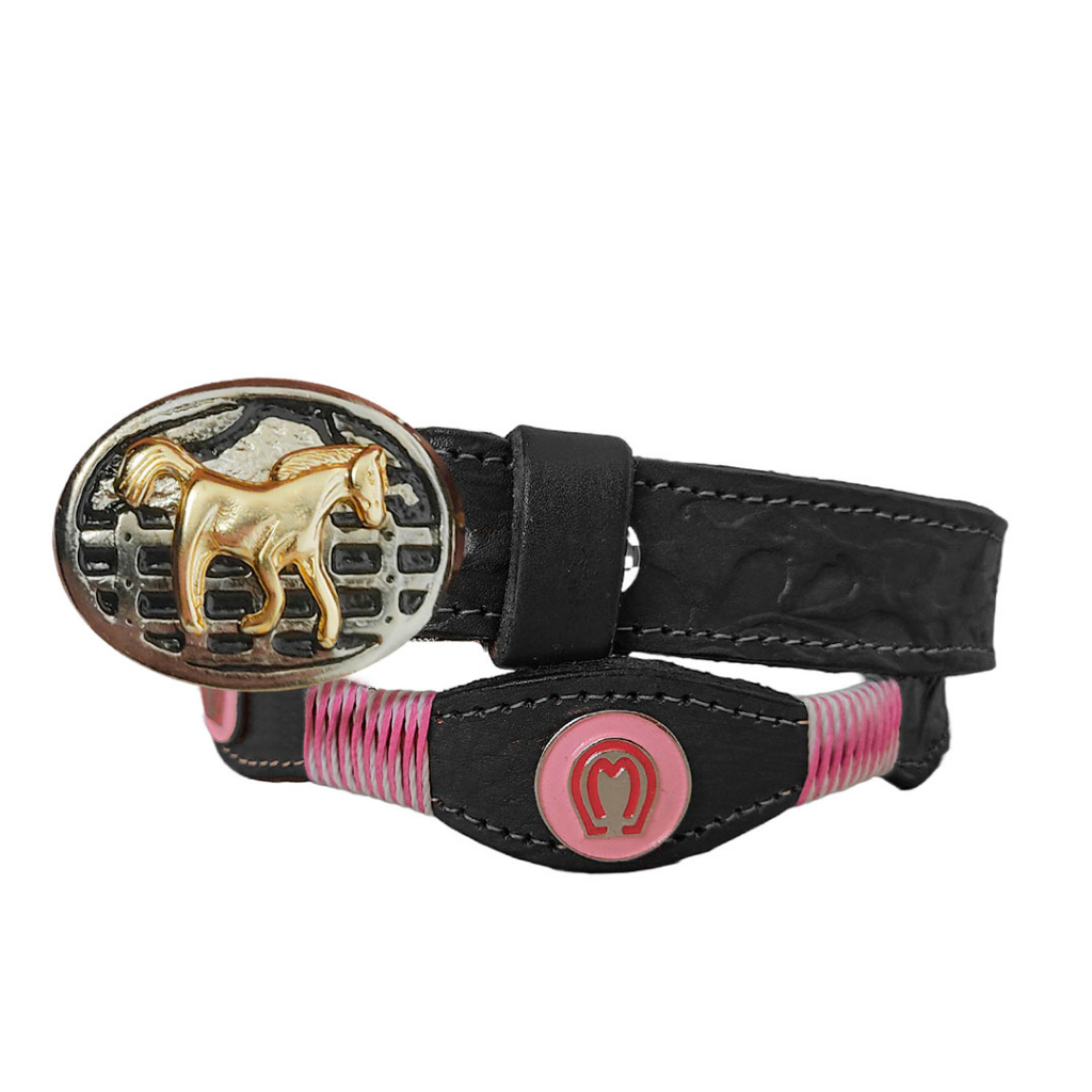 cinto country infantil de couro com fivela de cavalo