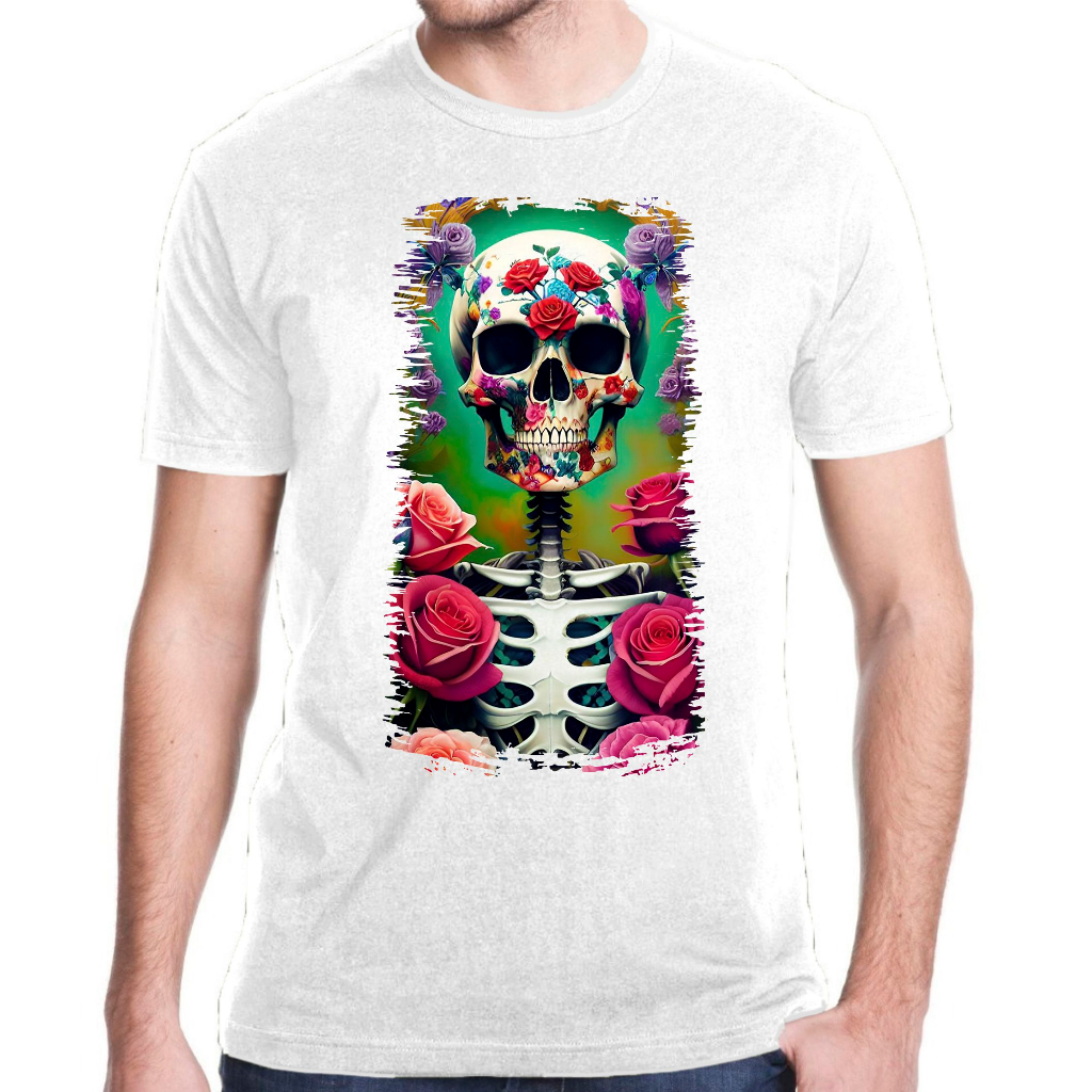 Camiseta Baby Look Raglan Feminina ou Camiseta Raglan Unissex Estampa Caveira Mexicana La Catrina 14
