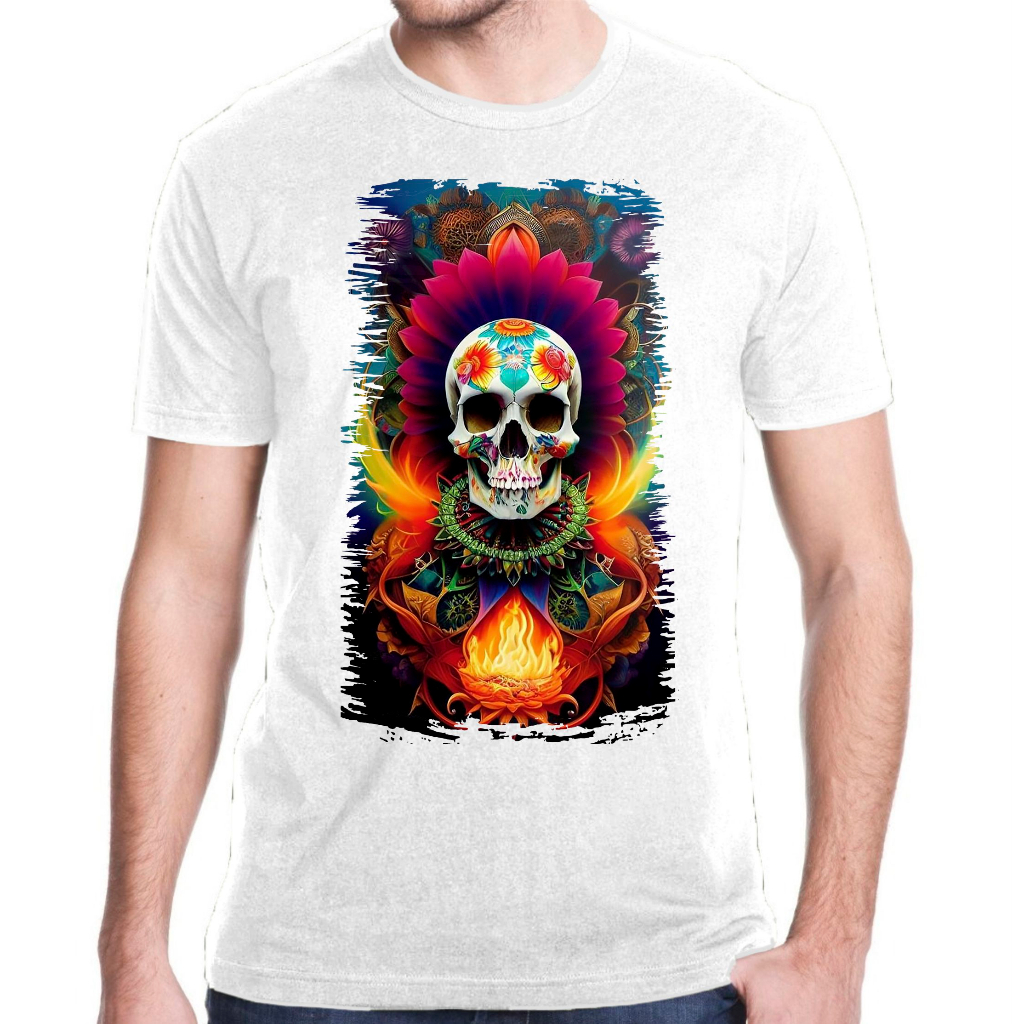 Camiseta Baby Look Raglan Feminina ou Camiseta Raglan Unissex Estampa Caveira Mexicana La Catrina 16