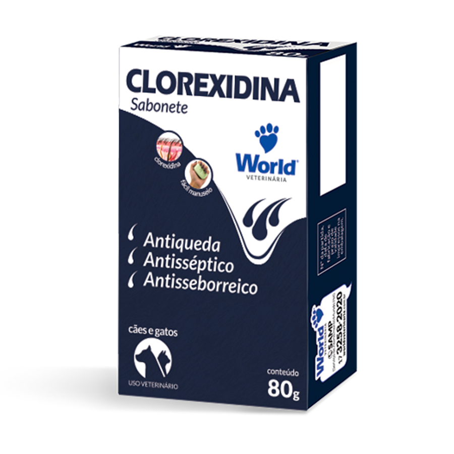 Sabonete Clorexidina para Dermatite Coceiras Antiqueda Antisséptico Antisseborreico Pet Cães gato Cachorro Petshop