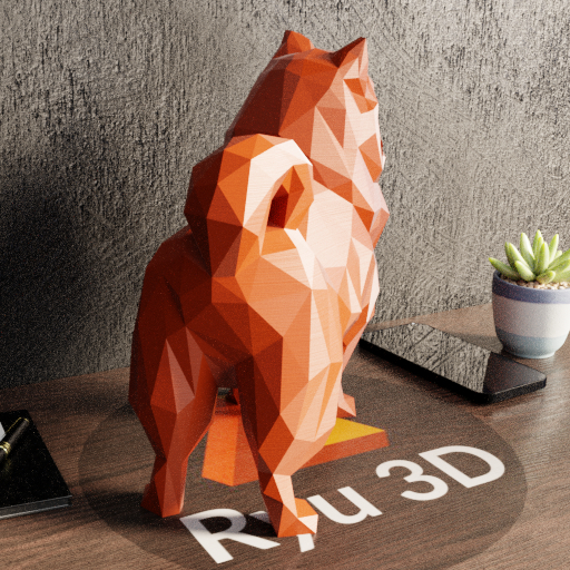 Estátua Spitz Alemão (Lulu da Pomerania) - Geométrica Low Poly - Diversas cores e tamanhos