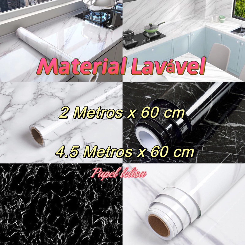 papel de parede Adesivos para cozinha Brilhante Lavável 4,5 Metro x 60cm Resistente a Agua/Óleo material lavável