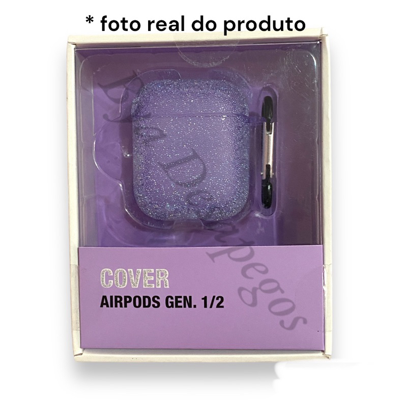 Capa Case Capinha Acrílico Rígida Transparente Com Glitter e Cupcake Para AirPods1/2
