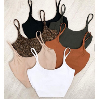 Cropped poliamida alça fina forro duplo básico liso sem bojo moda primeira verão tendência 2025 top feminino em Oferta na Shopee