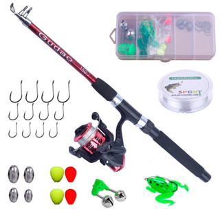 Kit Completo Vara Telescópica + Molinete + linha + caixa com Acessórios Barato Pesca