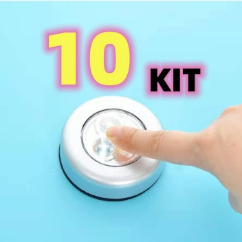 10 Luminária De 3 LEDs Adesiva Forte Emergência Luz De Parede Touch De Segurança Para Corredor Armário